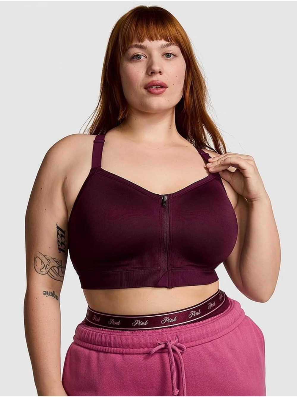Victoria's Secret Knockout Front-Close Wireless Sports Bra Plum Supportive 34DDD